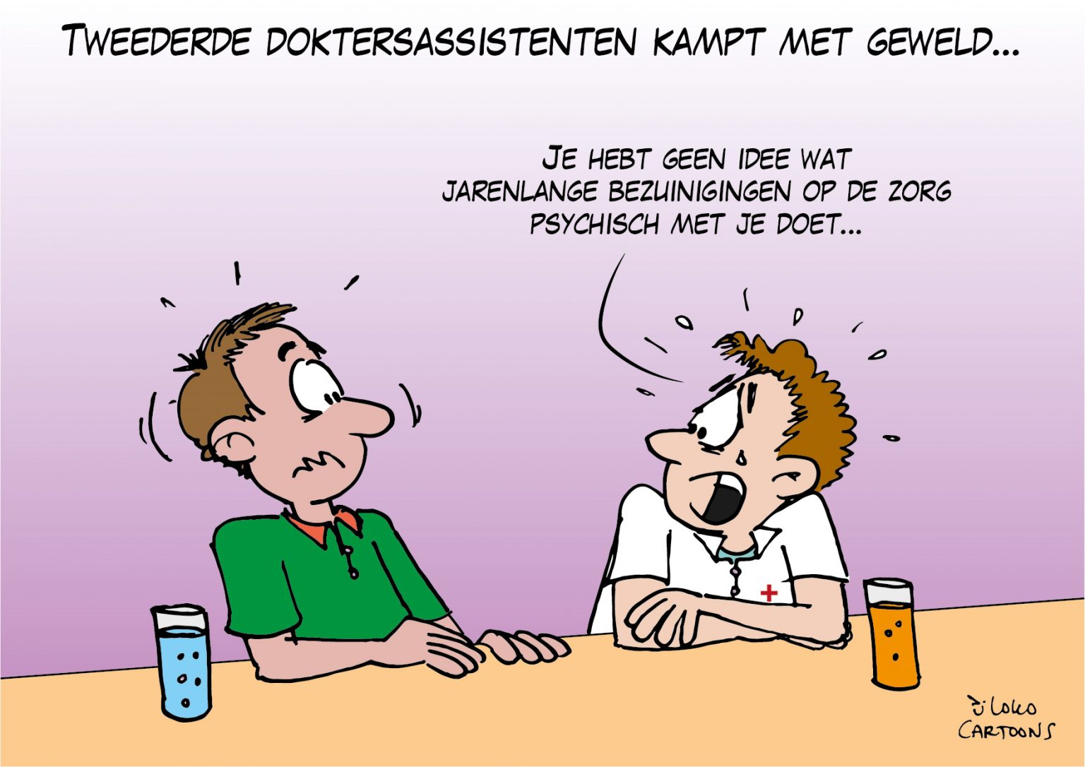 Tweederde doktersassistenten kampt met geweld... - Loko Cartoons