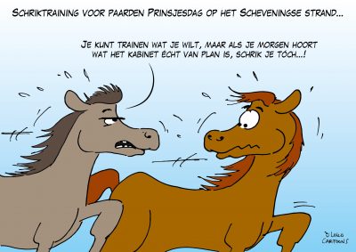 Schriktraining voor paarden Prinsjesdag op het Scheveningse strand