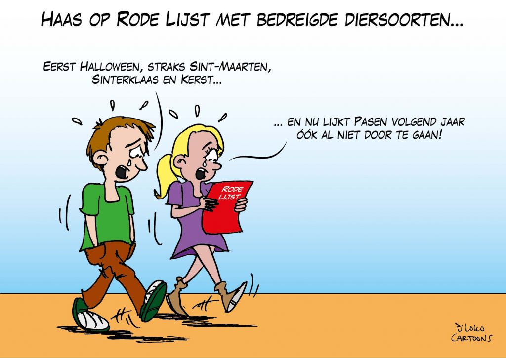 Haas op Rode Lijst met bedreigde diersoorten... - Loko Cartoons