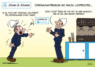 Coronamaatregelen bij de Haldu Groep looproute coronavirus bouw bouwsector bouwbedrijf