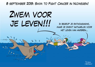 Swim to Fight Cancer kanker Maarten van der Weijden Loko Cartoons omgeving Nijmegen Arnhem